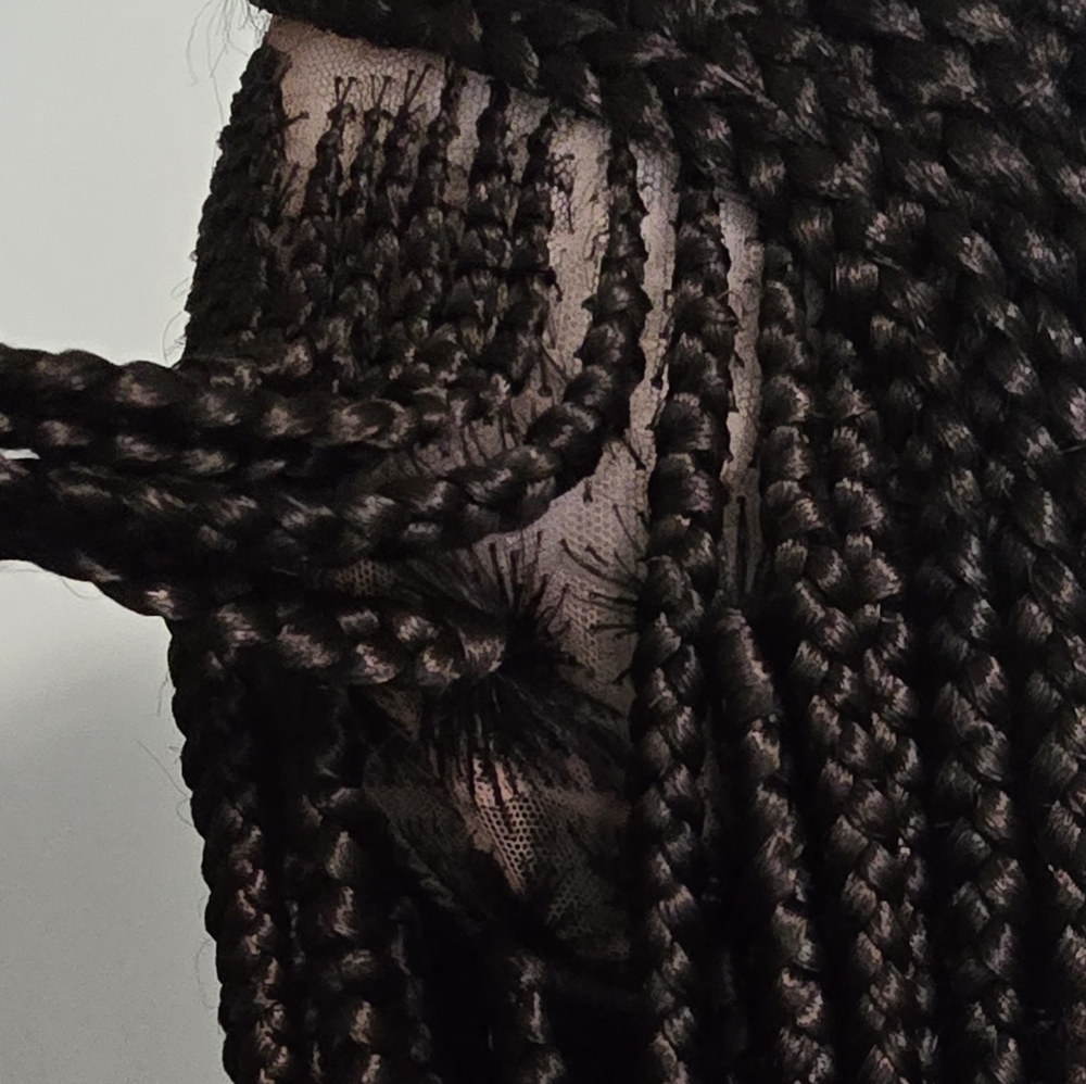 Elegant Handmade Braided Lace Wig, Knotless Box Braids Long Dark Brown Wig - New - Picture 12 of 16